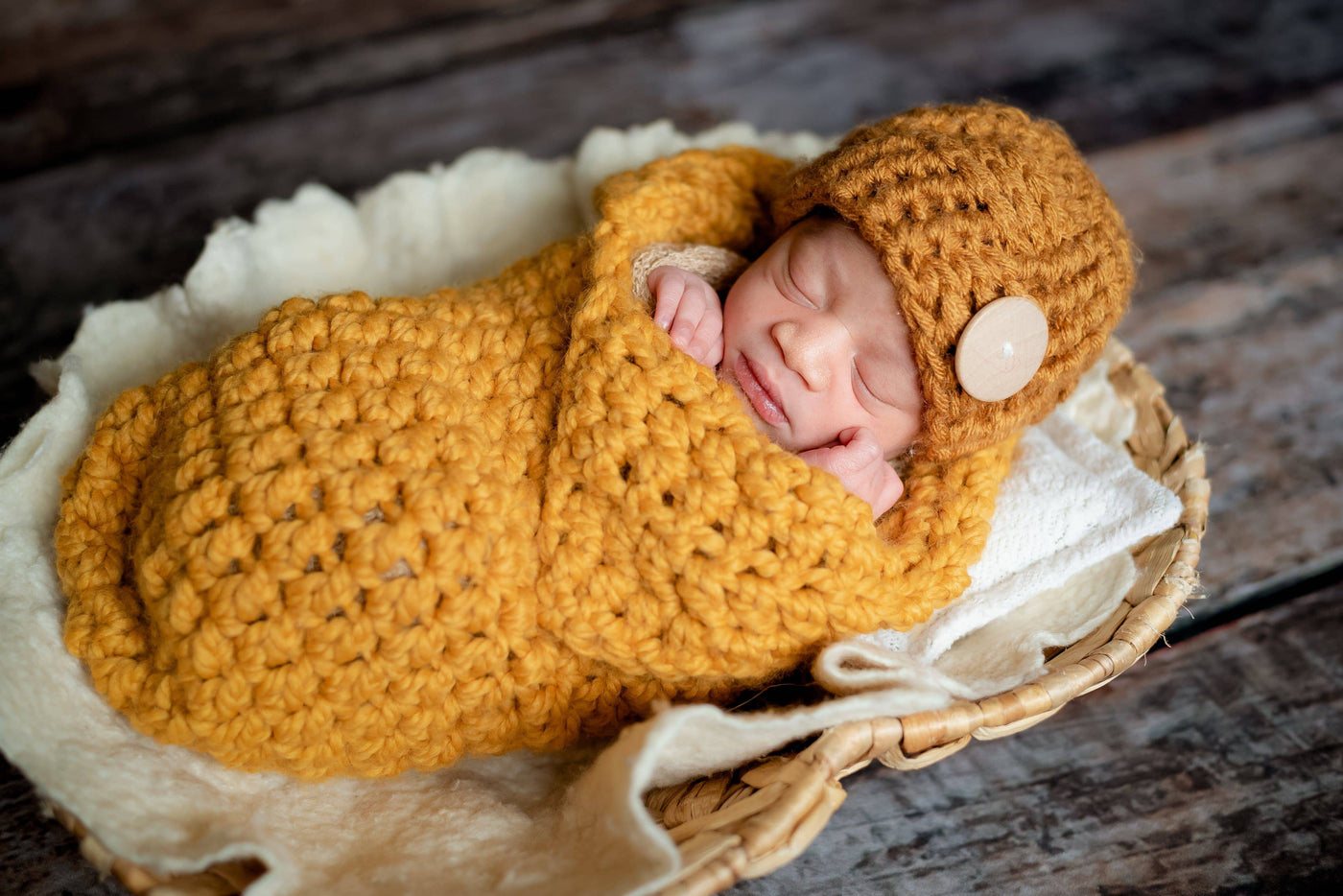 Mustard Yellow Newborn Baby Collared Cocoon - Beautiful Photo Props