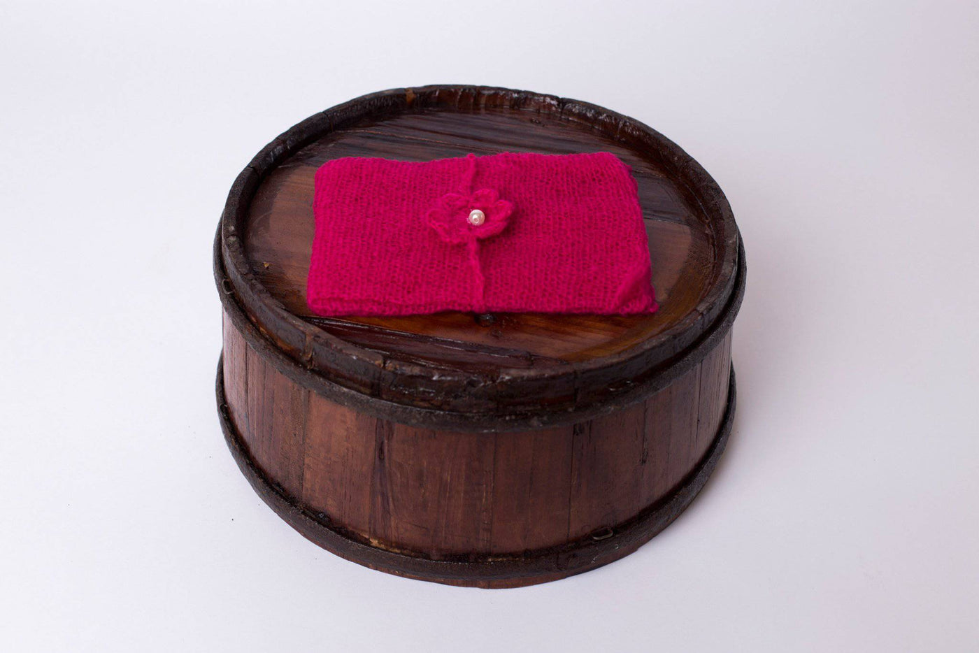 SET Fuschia Pink Mohair Knit Baby Wrap and Headband - Beautiful Photo Props