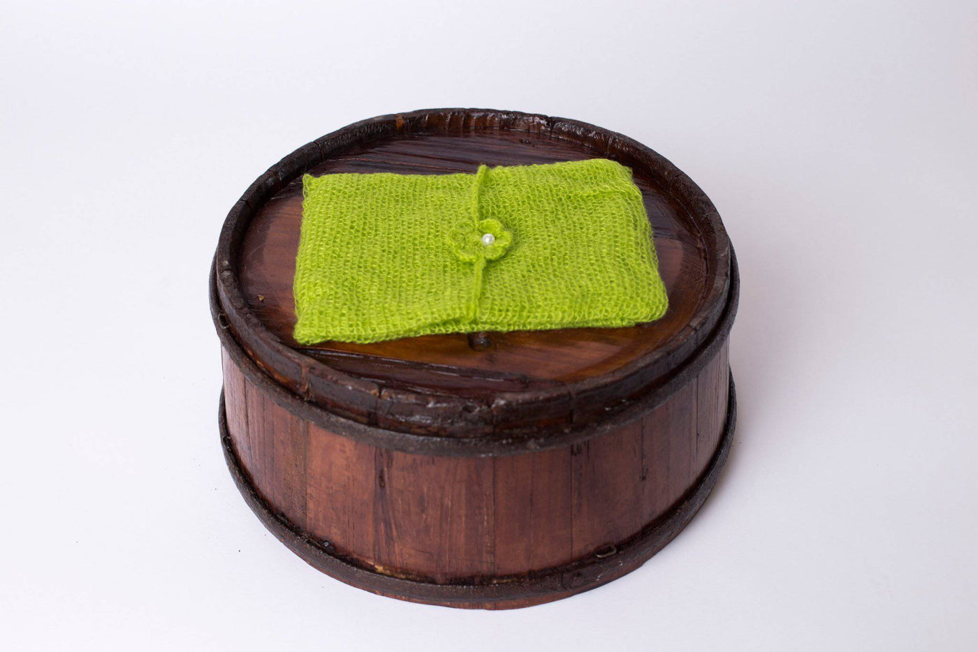 SET Lime Green Mohair Knit Baby Wrap and Headband - Beautiful Photo Props