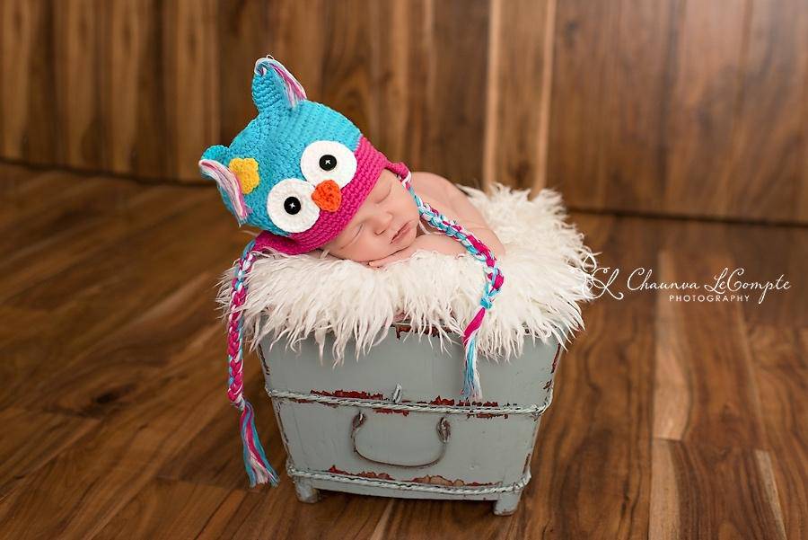 Pink Aqua Blue Newborn Owl Hat - Beautiful Photo Props