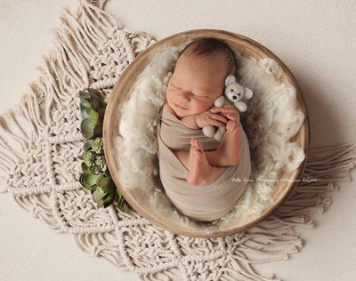 Beige Fabric Stretch Knit Newborn Baby Wrap - Beautiful Photo Props