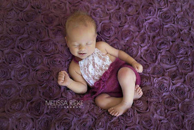 Purple Lace Front Mohair Knit Newborn Romper - Beautiful Photo Props