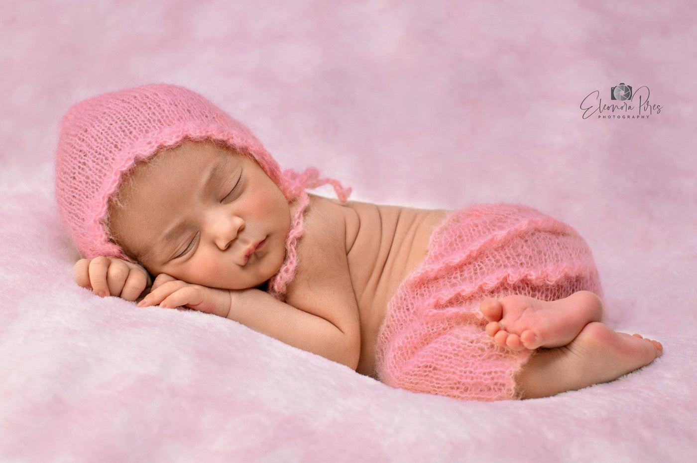 Pink Ruffles Mohair Newborn Pants and Hat Set - Beautiful Photo Props