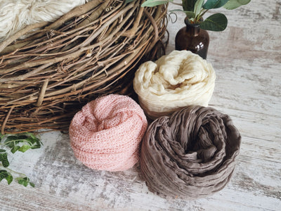 SET Wood Nest, Latte Flokati Fur, Baby Wraps - Beautiful Photo Props