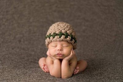 Tan and Green Striped Newborn Hat - Beautiful Photo Props