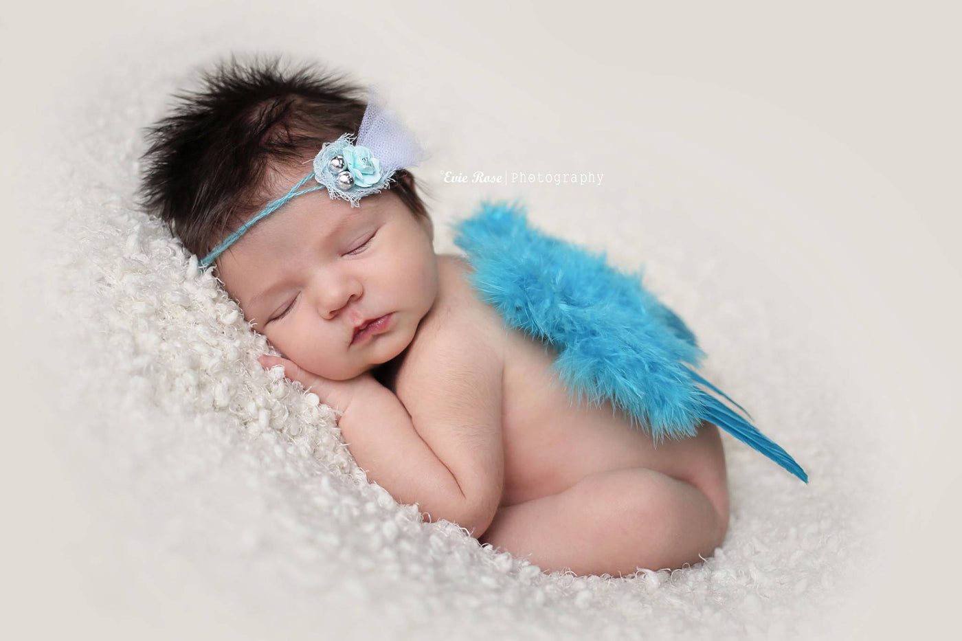 Aqua Blue Feather Angel Wings Newborn Baby Photo Prop - Beautiful Photo Props