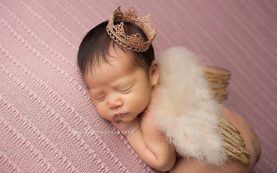 Gold Glitter Feather Wings Newborn Baby Photo Prop - Beautiful Photo Props