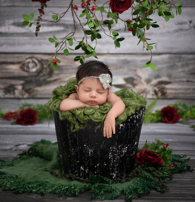 Green Newborn Fluff Cloud Basket Filler Nest Stuffer - Beautiful Photo Props