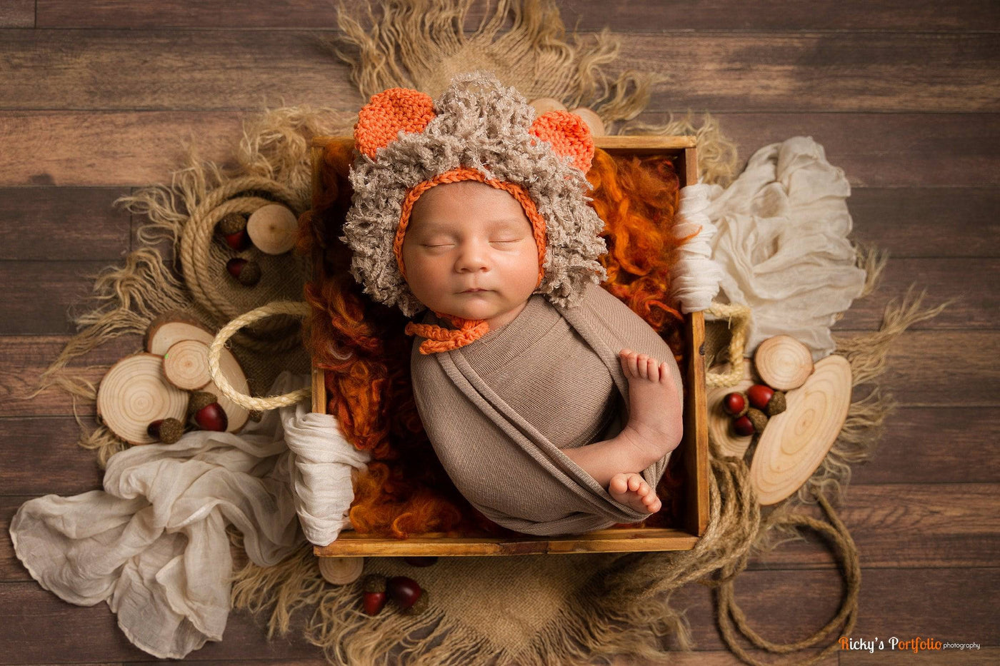 Rust Orange Newborn Fluff Cloud Basket Filler Nest Stuffer - Beautiful Photo Props