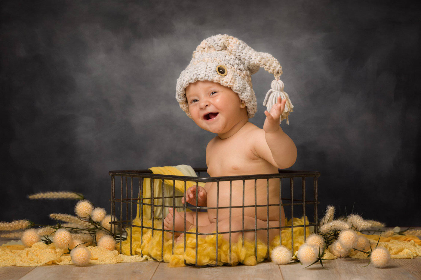 Sunflower Yellow Newborn Fluff Cloud Basket Filler Nest Stuffer - Beautiful Photo Props