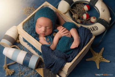 Dark Blue Jean Stretch Knit Newborn Baby Wrap - Beautiful Photo Props