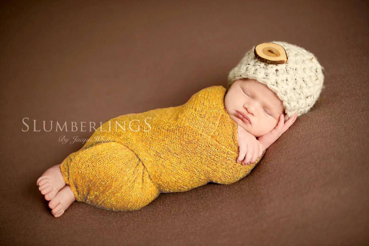 SET Beige Tweed Hat Goldenrod Stretch Knit Wrap - Beautiful Photo Props