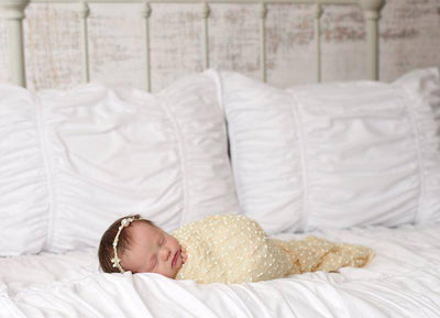 Dark Cream Popcorn Stretch Knit Baby Wrap and Headband - Beautiful Photo Props