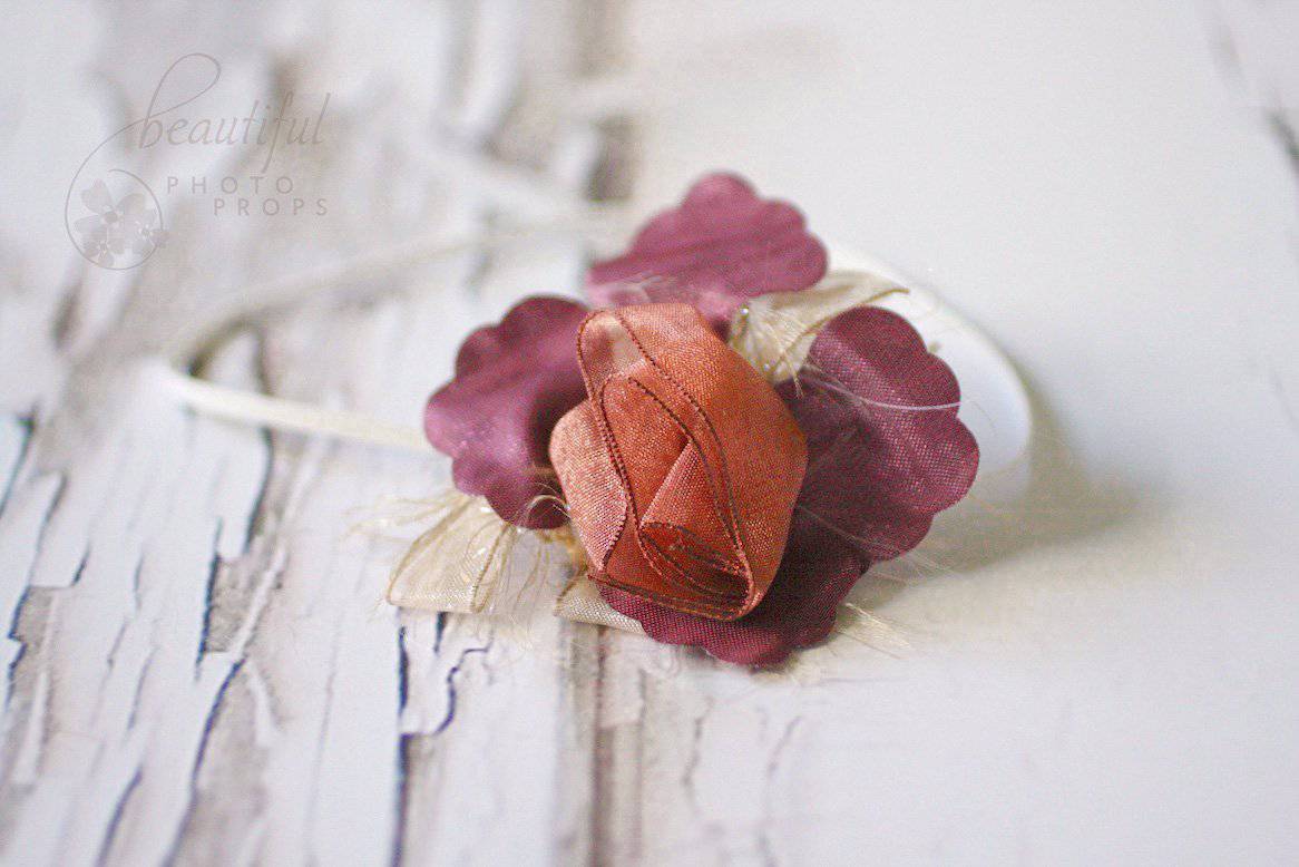 Burgundy Fairy Flower Headband - Beautiful Photo Props