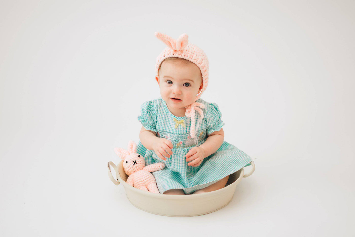 Pink Newborn Bunny Hat and Stuffed Rabbit Plush - Beautiful Photo Props