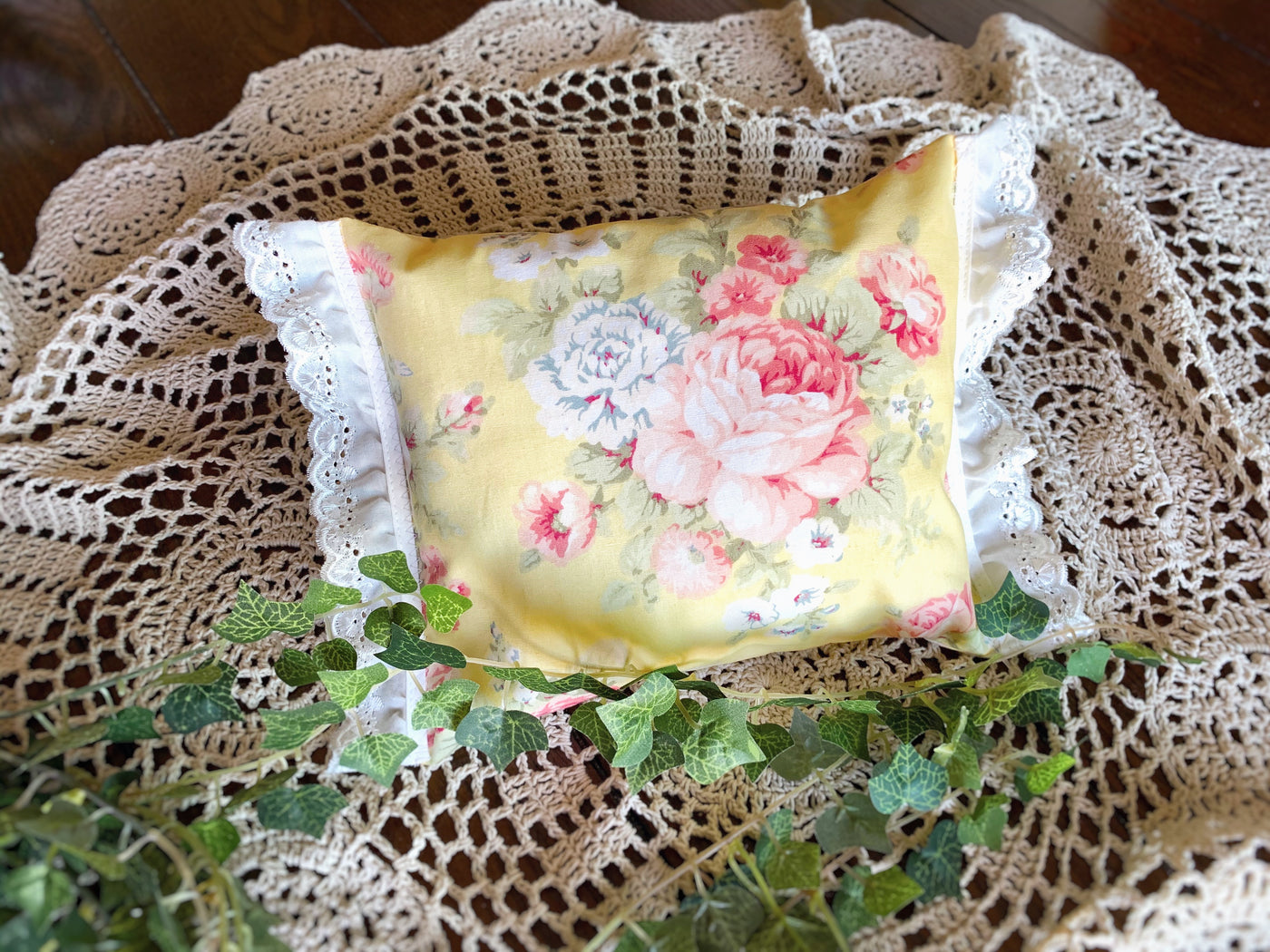 Yellow Floral Newborn Fabric Posing Pillow - Beautiful Photo Props