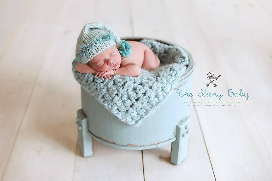 Blue Powder Puff Newborn Baby Blanket - Beautiful Photo Props
