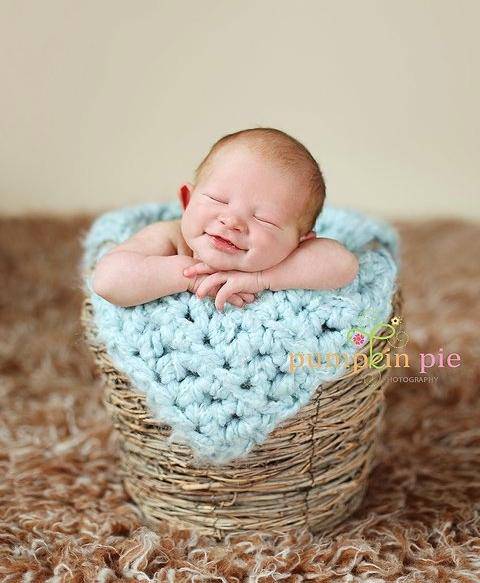 Blue Powder Puff Newborn Baby Blanket - Beautiful Photo Props