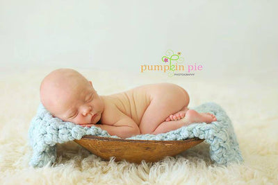 Blue Powder Puff Newborn Baby Blanket - Beautiful Photo Props