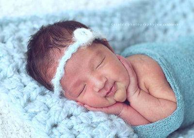 Blue Powder Puff Newborn Baby Blanket - Beautiful Photo Props