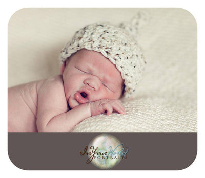 Newborn Baby Knot Hat Beige Tweed - Beautiful Photo Props