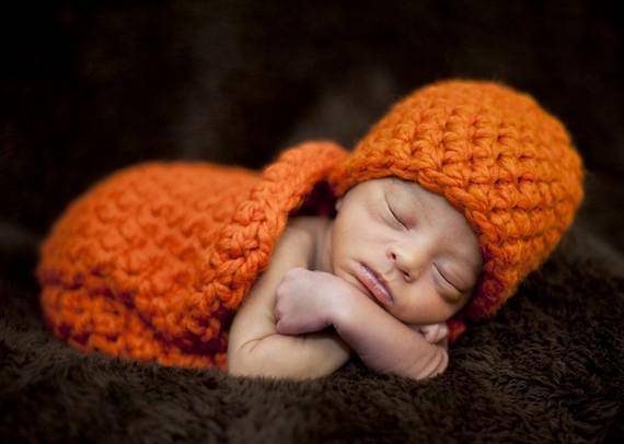 Orange Newborn Cocoon And Hat Set - Beautiful Photo Props