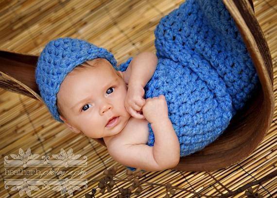 Sky Blue Newborn Cocoon And Hat Set - Beautiful Photo Props