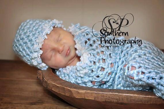 Baby Blue Cocoon And Hat Set - Beautiful Photo Props