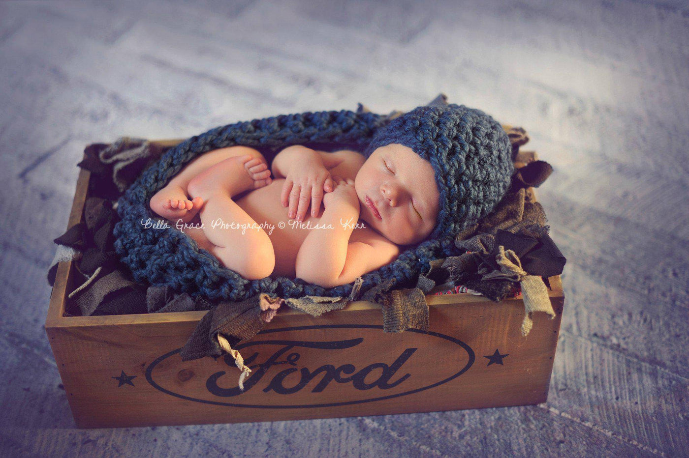 Denim Blue Baby Bowl And Hat Set - Beautiful Photo Props