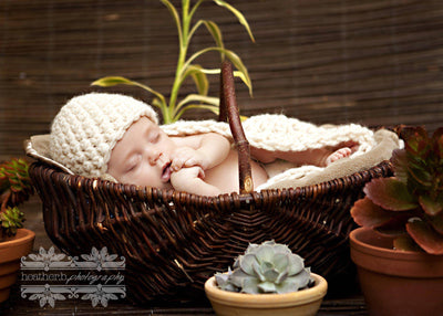 Cream Baby Bowl And Hat Set - Beautiful Photo Props