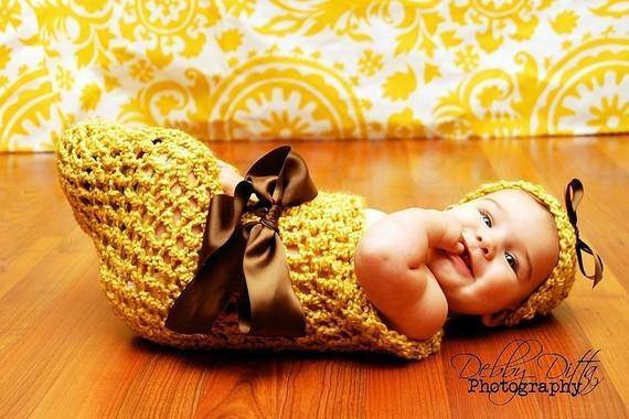 Newborn Sunflower Cocoon And Hat Set - Beautiful Photo Props
