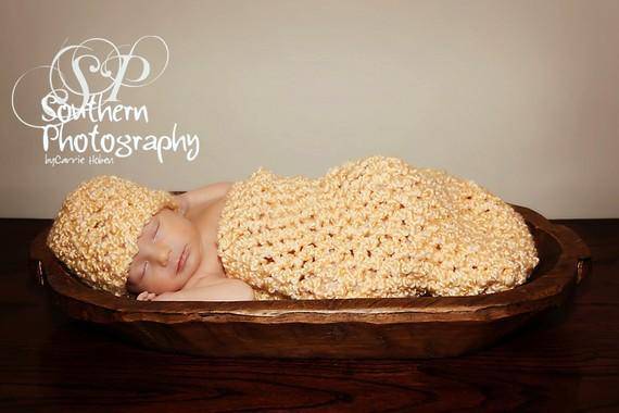 Sunshine Yellow Newborn Cocoon And Hat Set - Beautiful Photo Props