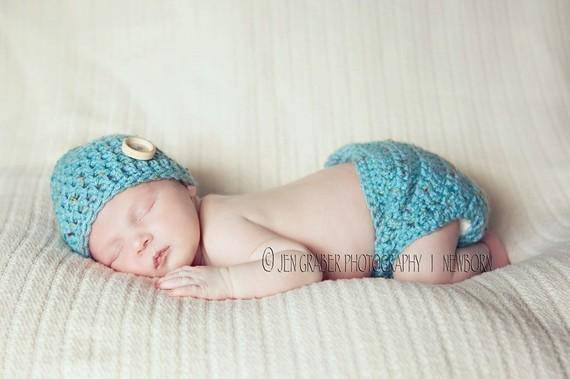 Blue Tweedle Dee Newborn Hat And Diaper Cover Set - Beautiful Photo Props
