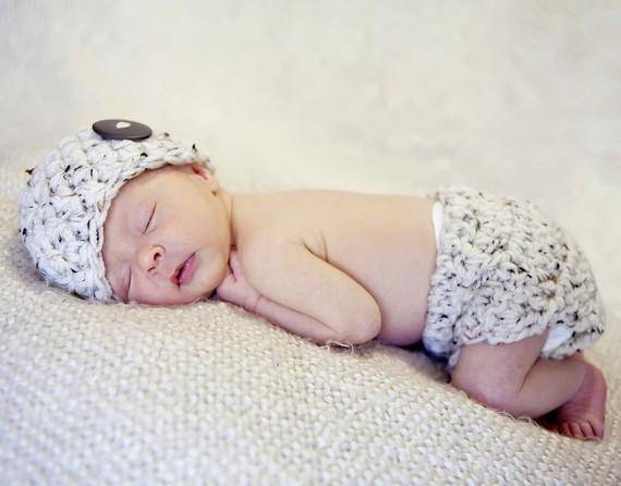 Beige Tweedle Dee Newborn Hat And Diaper Set - Beautiful Photo Props