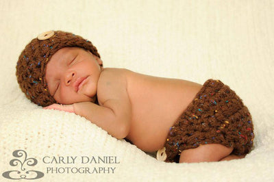 Brown Tweedle Dee Diaper And Hat Set - Beautiful Photo Props