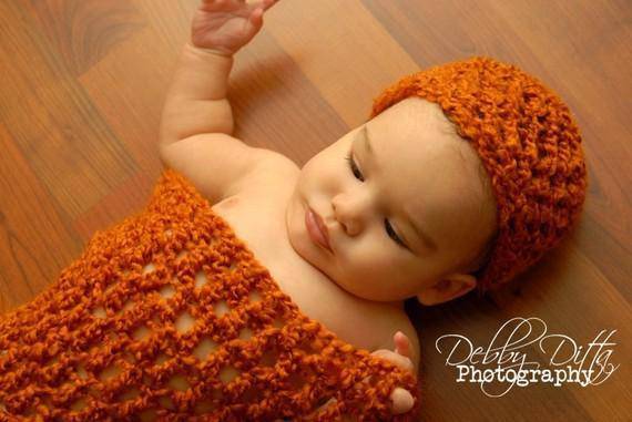 Pumpkin Baby Hat And Cocoon Set - Beautiful Photo Props
