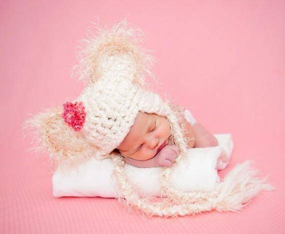 Fuzzy Cream Earflap Teddy Bear Hat - Beautiful Photo Props