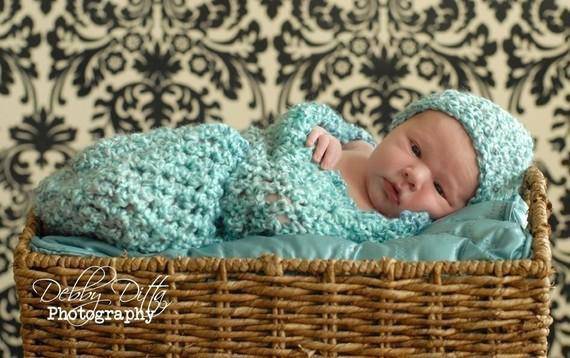 Robin Egg Baby Cocoon And Hat Set - Beautiful Photo Props