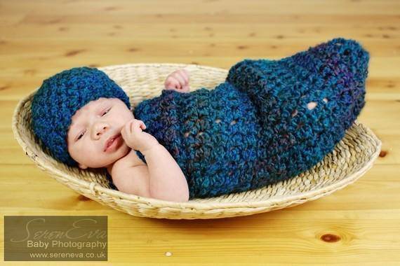 Newborn Dark Teal Hat And Cocoon Set - Beautiful Photo Props