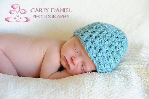 Baby Blue Newborn Beanie Hat - Beautiful Photo Props