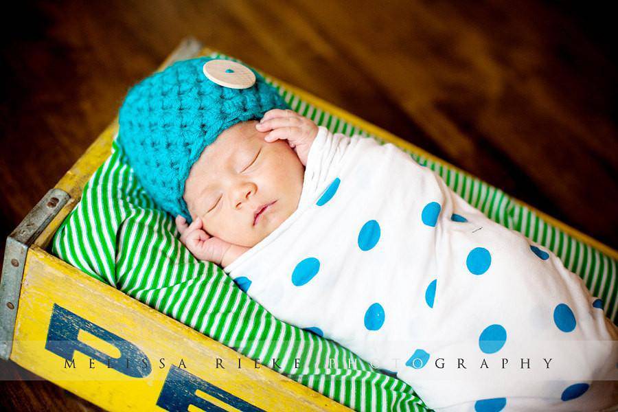 Aqua Blue Button Baby Hat - Beautiful Photo Props