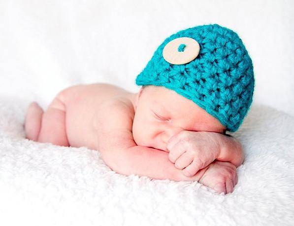 Aqua Blue Button Baby Hat - Beautiful Photo Props