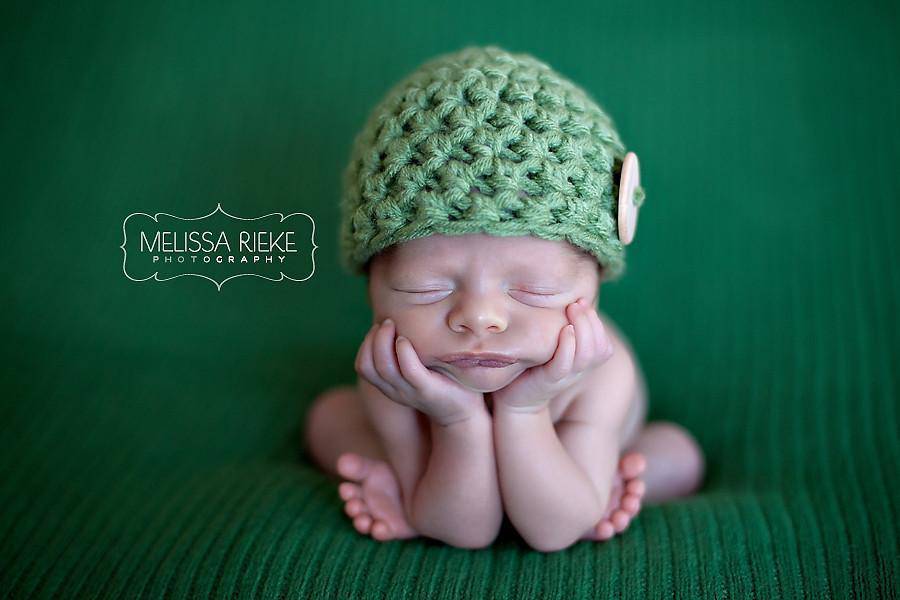 Green Newborn Button Baby Hat - Beautiful Photo Props