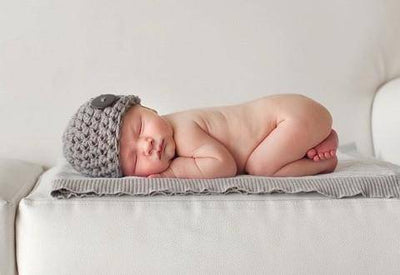 Newborn Gray Baby Button Hat - Beautiful Photo Props