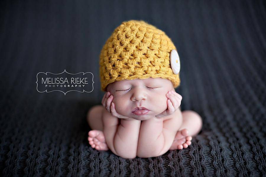 Yellow Newborn Button Baby Hat - Beautiful Photo Props