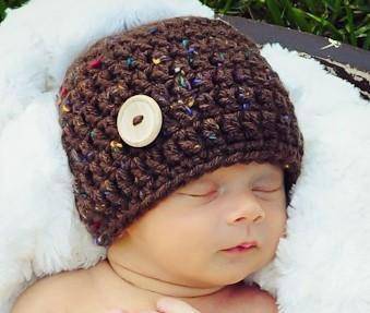 Brown Tweed Newborn Baby Hat - Beautiful Photo Props