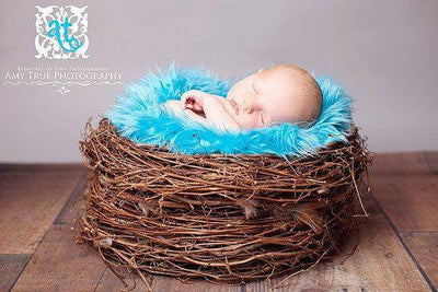 Aqua Blue Mongolian Faux Fur Photography Prop Rug Newborn Baby Toddler - Beautiful Photo Props