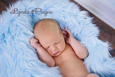 Baby Blue Mongolian Faux Fur Photography Prop Rug Newborn Baby - Beautiful Photo Props