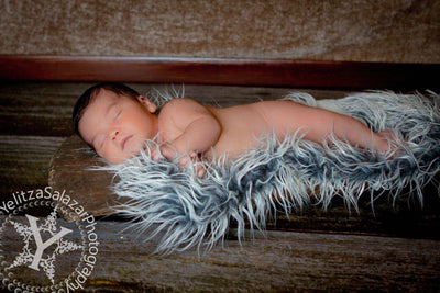 Frosted Gray Mongolian Faux Fur Rug Newborn Baby Toddler - Beautiful Photo Props