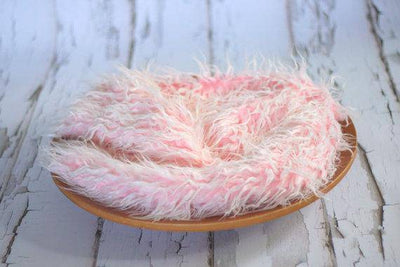 Frosted Light Pink Mongolian Faux Fur Rug Photography Prop Newborn Baby Toddler - Beautiful Photo Props